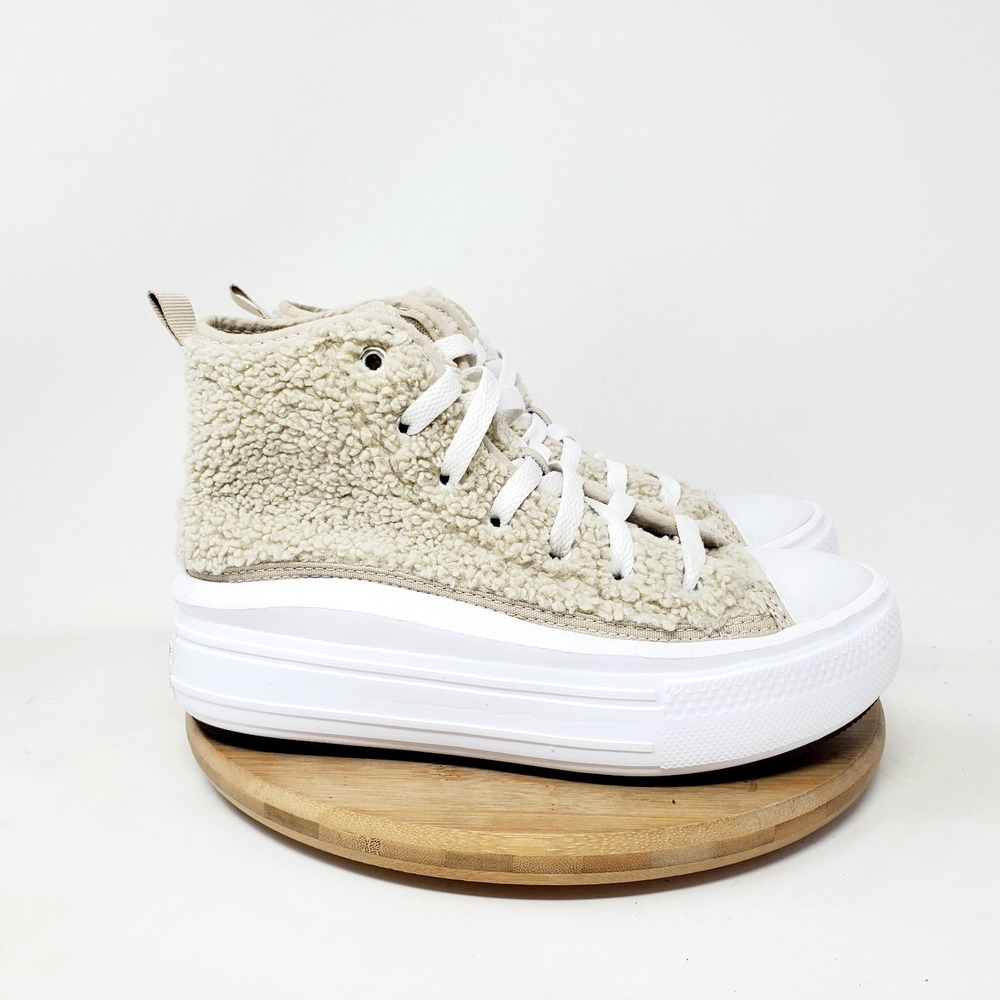 Converse Move Platform Sherpa Kids 2 Fluffy Fuzzy Chuck Taylor All Star Shoes